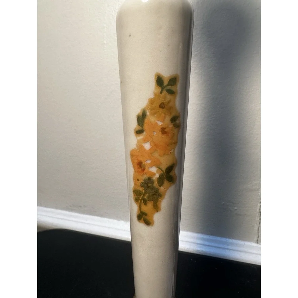 Vintage Porcelain Boudoir‎ Table Lamps Floral Rose Gold Accent Pair Working